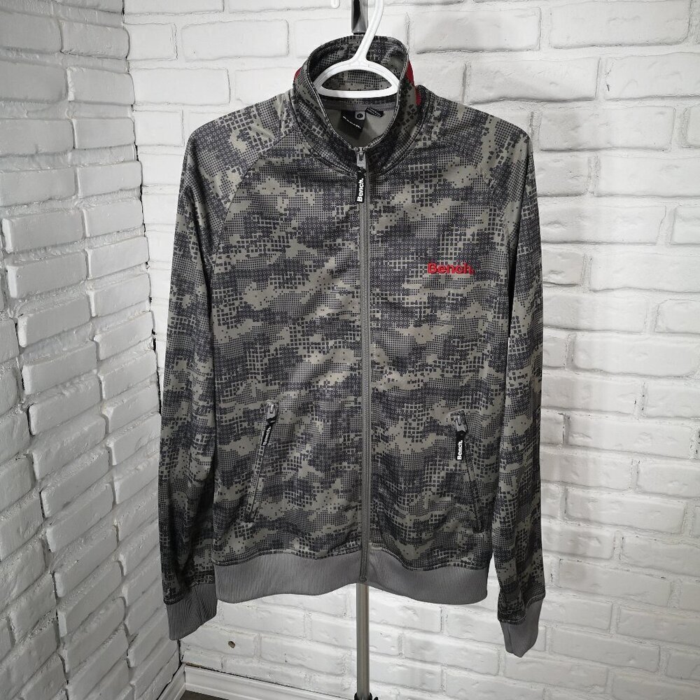 Bench Ladies Size Large Light & Dark Grey Pattern Full Zip Athletic Jacket